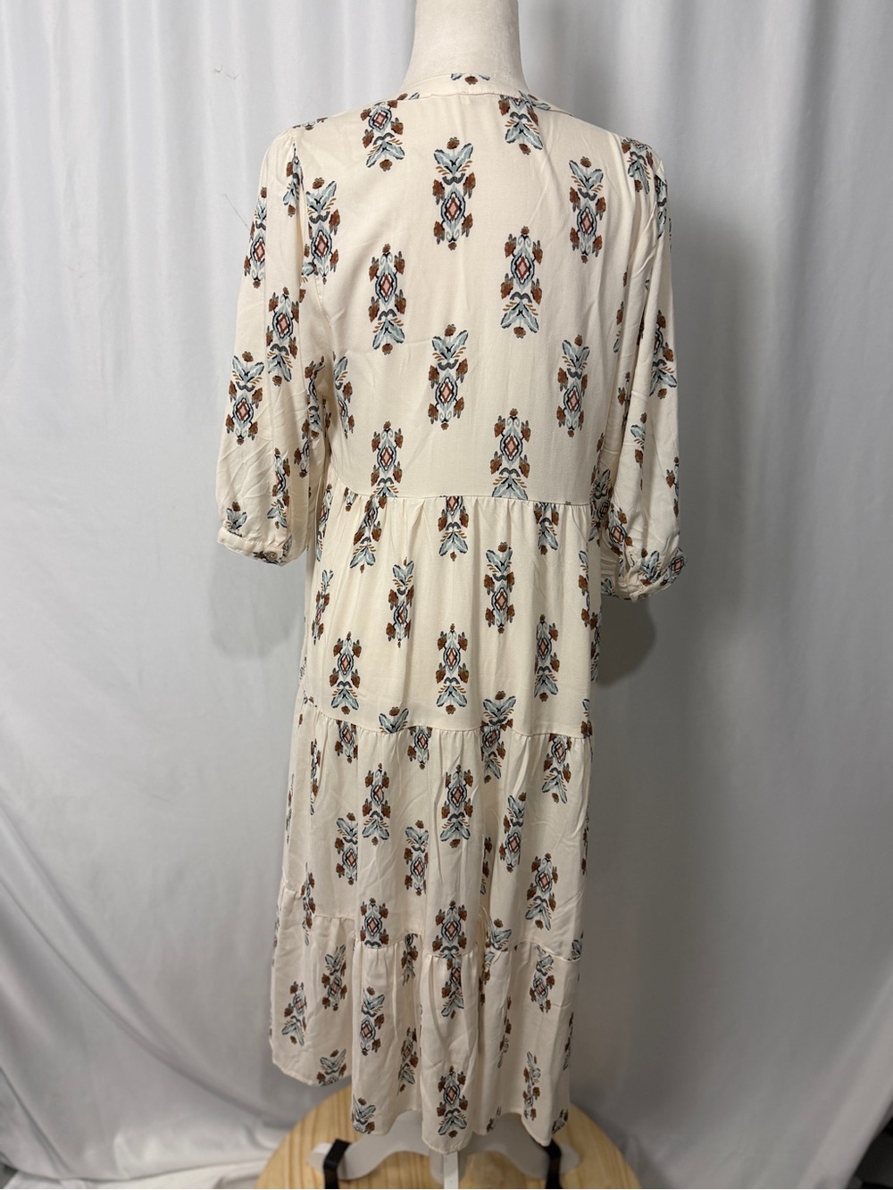 NWT Fig & Flower Tiered Midi Dress Ivory Floral Farmhouse Boho Size S - Picture 5 of 12